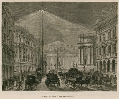 Det elektriske lys i Mansion House, London af English School