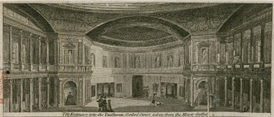 Indgangen til Pantheon, Oxford Street, London, taget fra musikgalleriet af English School