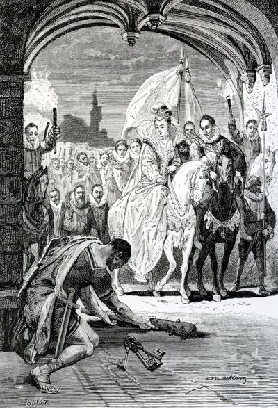 Dronning Elizabeths indgang ved Kenilworth Castle, 1800-tallet af English School