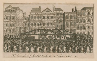 Die Hinrichtung der Rebellenlords auf Tower Hill (Gravur) von English School
