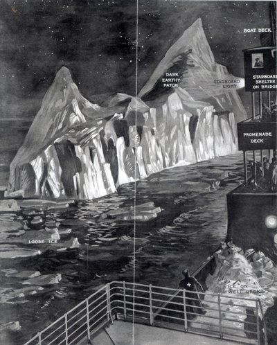 Det berømte isbjerg set af J. Scarrott ombord på Titanic, 1912 af English School