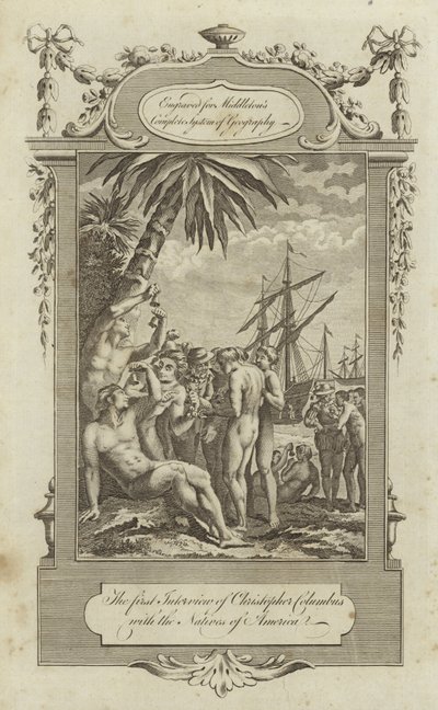 Det første interview af Christopher Columbus med de indfødte i Amerika af English School