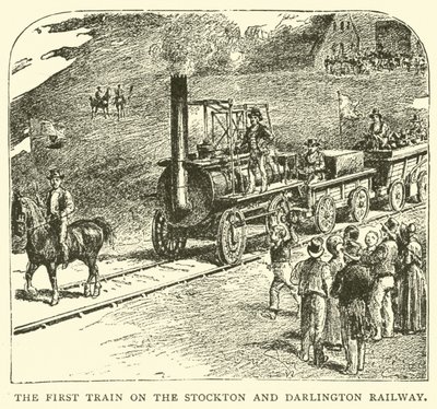 Det første tog på Stockton og Darlington Railway af English School