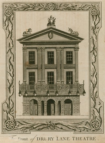 Forsiden af Drury Lane Theatre, London af English School
