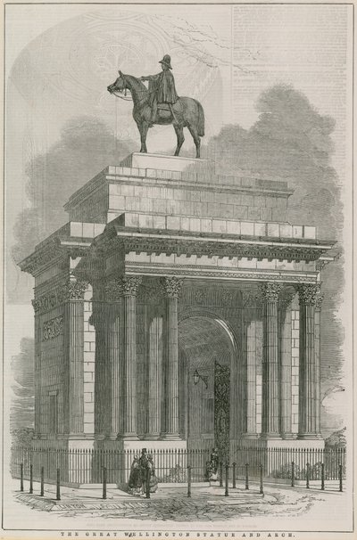 Den store Wellington-statue og bue, Hyde Park Corner, London af English School