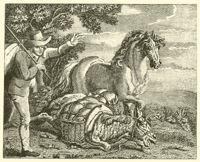 Hesten og det belæssede æsel (gravering) af English School