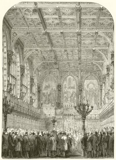 Det indre af House of Lords af English School
