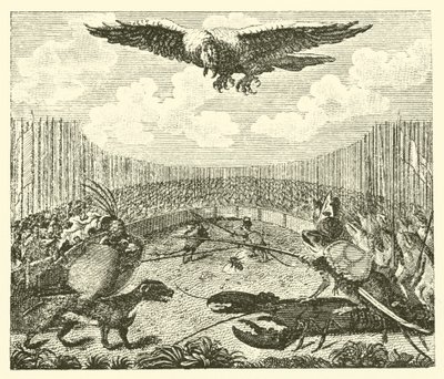 Dragen, frøen og musen (kobberstik) af English School