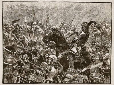 Den sidste stand af Schwarz og hans tyskere, illustration fra Cassells Illustrated History of England (sepia foto) af English School