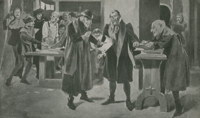 Den sidste trængsel for Gutenberg, trykkeren, på randen af sejr af English School