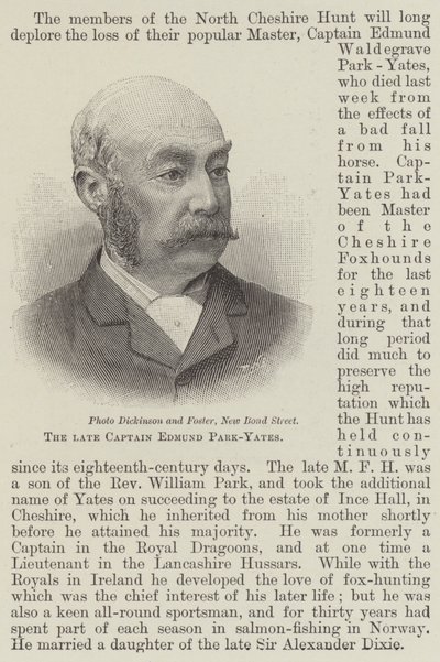 Den afdøde kaptajn Edmund Park-Yates (gravering) af English School