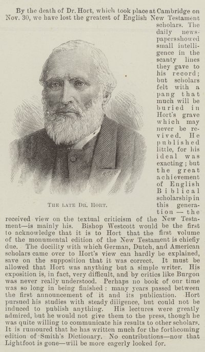 Den afdøde Dr Hort (gravering) af English School