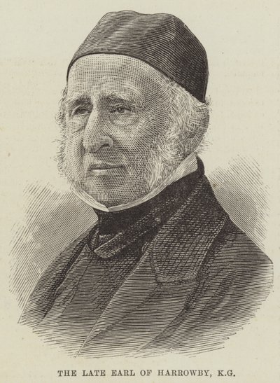 Den afdøde jarl af Harrowby, KG (gravering) af English School