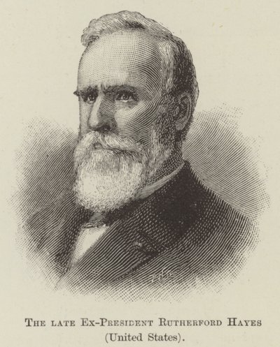 Den afdøde ekspræsident Rutherford Hayes, USA (gravering) af English School