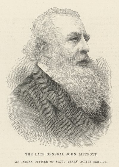 Den afdøde general John Liptrott, en indisk officer af 60 års aktiv tjeneste (gravering) af English School