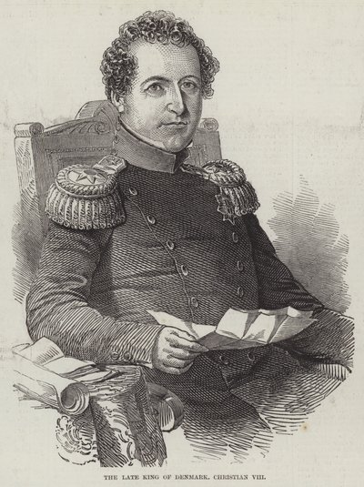 Den afdøde konge af Danmark, Christian VIII (stik) af English School