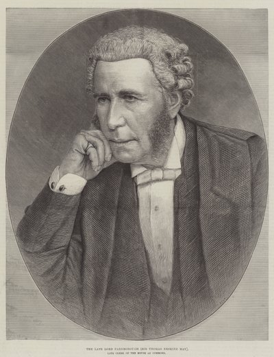Den afdøde Lord Farnborough (Sir Thomas Erskine May), afdøde Clerk of the House of Commons (gravering) af English School