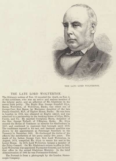 Den afdøde Lord Wolverton (gravering) af English School