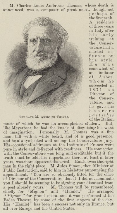 Afdøde M Ambroise Thomas (gravering) af English School