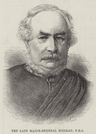 Den afdøde generalmajor Boileau, FRS (gravering) af English School