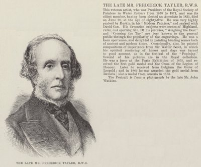 Den afdøde hr. Frederick Tayler, RWS (gravering) af English School