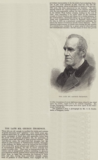 Den afdøde hr. George Thompson (gravering) af English School