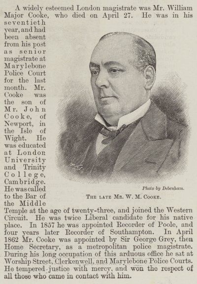 Den afdøde hr. W. M. Cooke (gravering) af English School