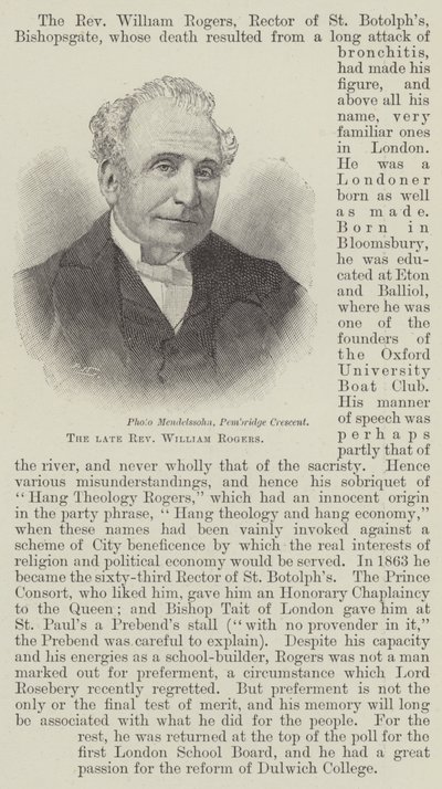 Den afdøde pastor William Rogers (gravering) af English School