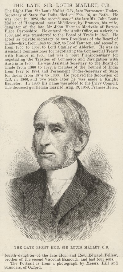 Den afdøde højre ærede Sir Louis Mallet, CB (gravering) af English School