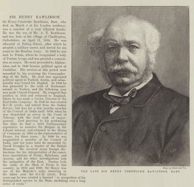 Afdøde Sir Henry Creswicke Rawlinson, Baronet (gravering) af English School
