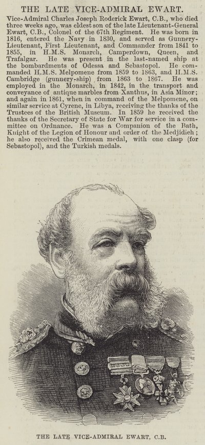 Den afdøde viceadmiral Ewart, CB (gravering) af English School