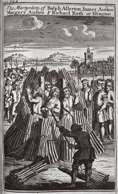 Ralph Allerton James Austoo, Margery Austoo og Richard Roths martyrium i Islington, illustration fra 