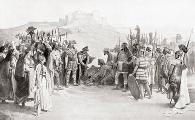 Mødet mellem Hannibal og Ceutronerne, en keltisk stamme fra det gamle Gallien, under hans krydsning af Alperne i 218 f.Kr., fra Hutchinson