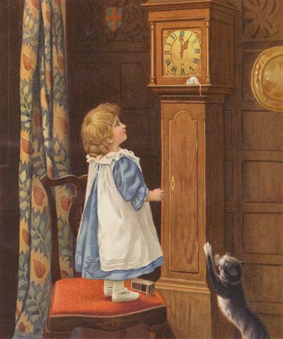 Musen løb op i uret (chromolitho) af English School