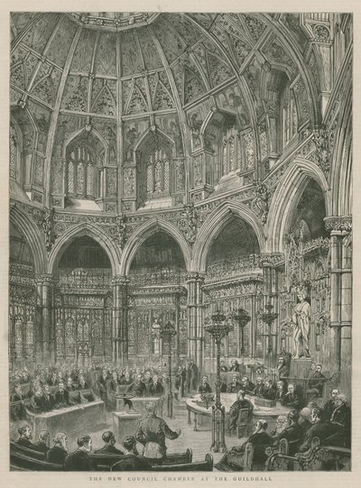 De nye rådssale i Guildhall, London af English School