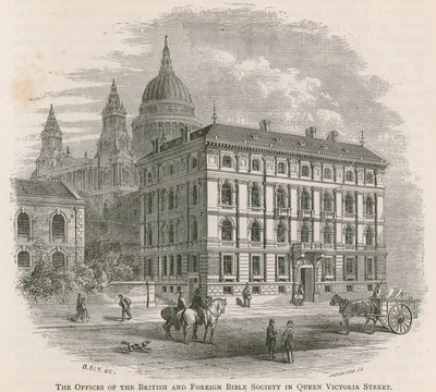 Det britiske og udenlandske bibelselskabs kontorer i Queen Victoria Street, London af English School