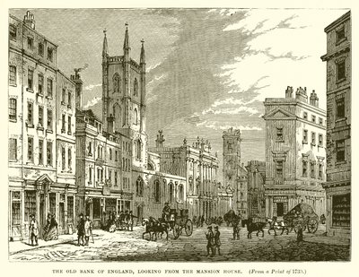 Den gamle bank i England, ser fra Mansion House af English School