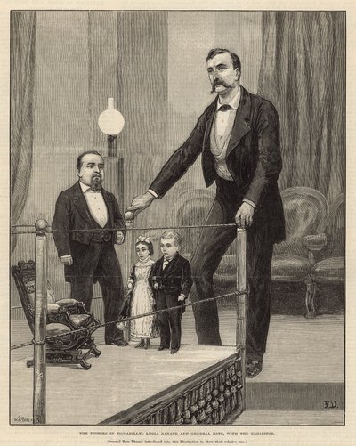 Pygmæerne fra Piccadilly: Lucia Zarate og General Mite med udstilleren af English School