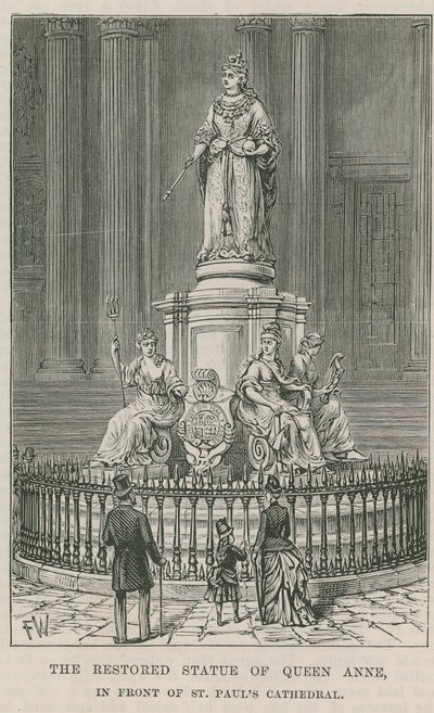 Den restaurerede statue af dronning Anne af English School