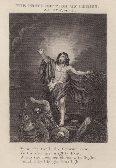 Kristi opstandelse, Matthæus XVIII, ver 2 (gravering) af English School