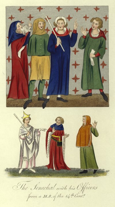 Senechal med sine officerer, 14th Century af English School