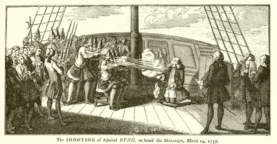 Nedskydningen af admiral Byng om bord på Monarque, 14. marts 1757 af English School