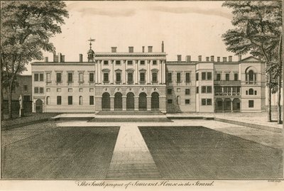 Den sydlige udsigt til Somerset House, The Strand, London af English School