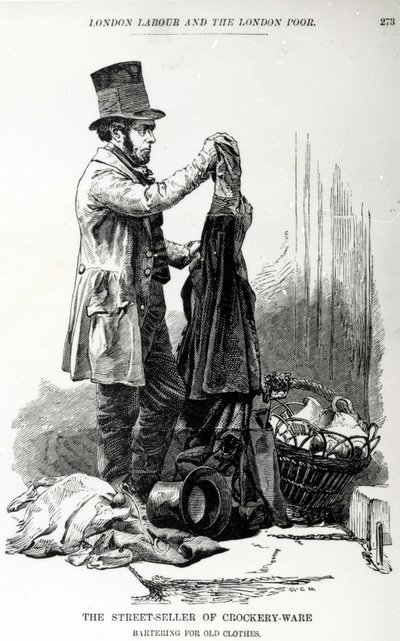 Gadesælgeren af service, der byttede gammelt tøj, ca. 1840 af English School