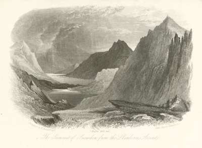 Toppen af Snowdon fra Llanberis-stigningen, Wales af English School