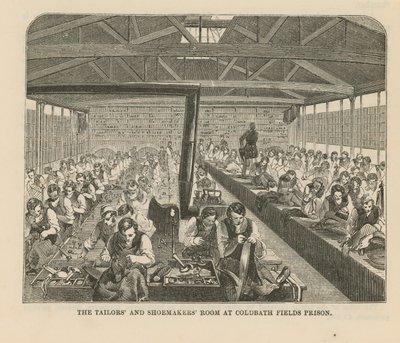 Skrædder- og skomagerværelset i Coldbath Fields Prison af English School