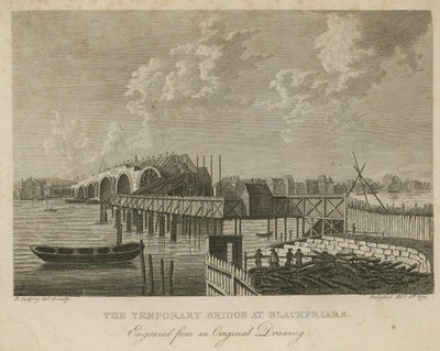 Den midlertidige bro ved Blackfriars af English School