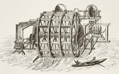 London Bridges vandværk, der blev først opført i 1582, fra The National and Domestic History of England af William Hickman Smith Aubrey (1858-1916) udgivet London, ca. 1890 af English School