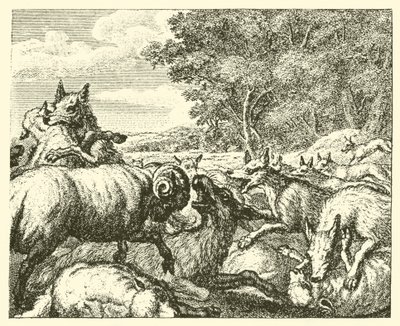 Ulvene og fårene (gravering) af English School