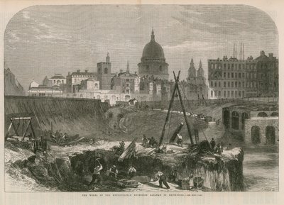 Arbejdet med Metropolitan Extension Railway i Smithfield af English School